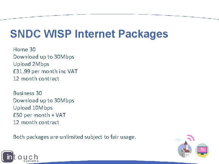 SNDC WISP Internet Packages Home 30 Download up to 30 Mbps Upload 2 Mbps