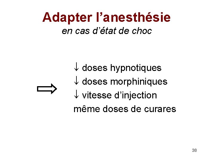 Adapter l’anesthésie en cas d’état de choc doses hypnotiques doses morphiniques vitesse d’injection même