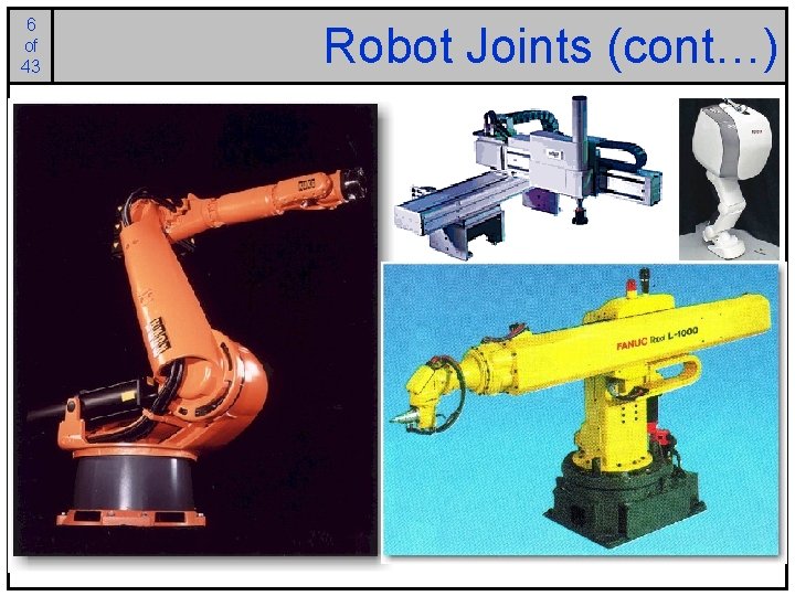 6 of 43 Robot Joints (cont…) 