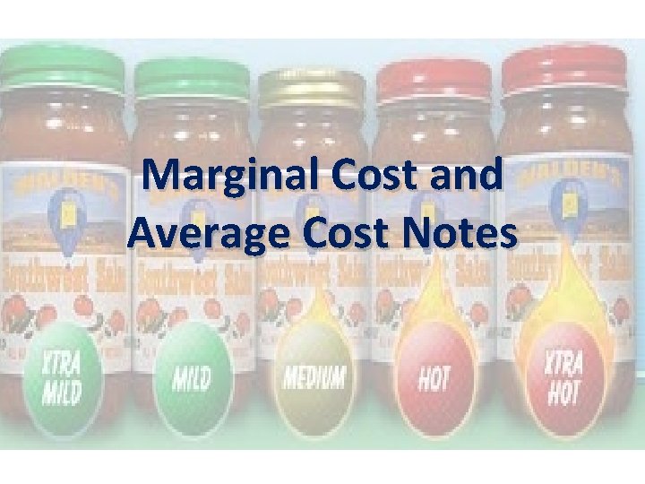Marginal Cost and Average Cost Notes 