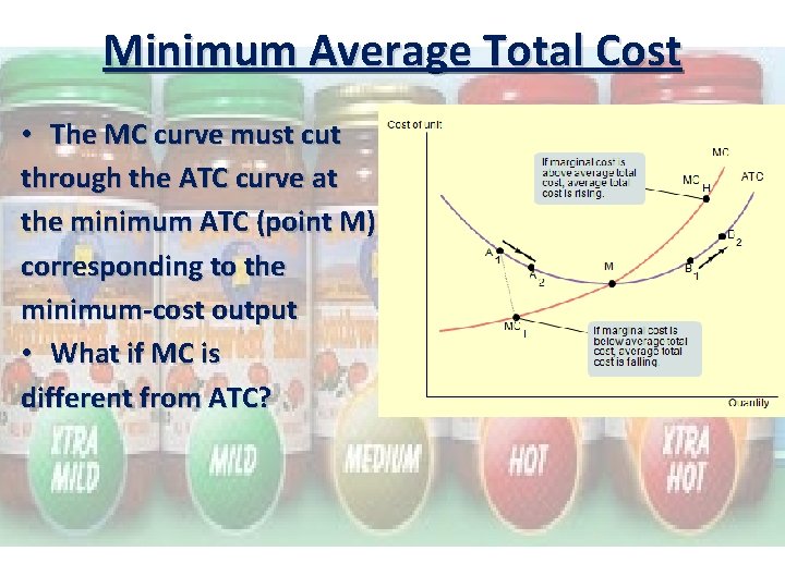 Minimum Average Total Cost • The MC curve must cut through the ATC curve