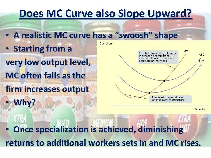 Does MC Curve also Slope Upward? • A realistic MC curve has a “swoosh”