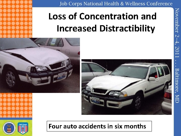 Loss of Concentration and Increased Distractibility Four auto accidents in six months 