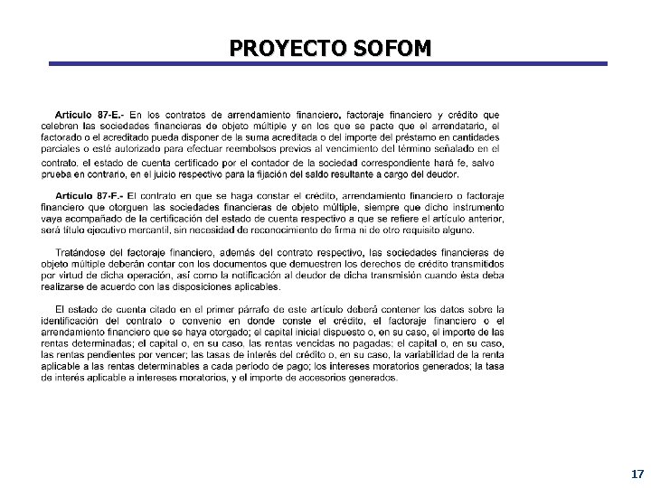 PROYECTO SOFOM 17 
