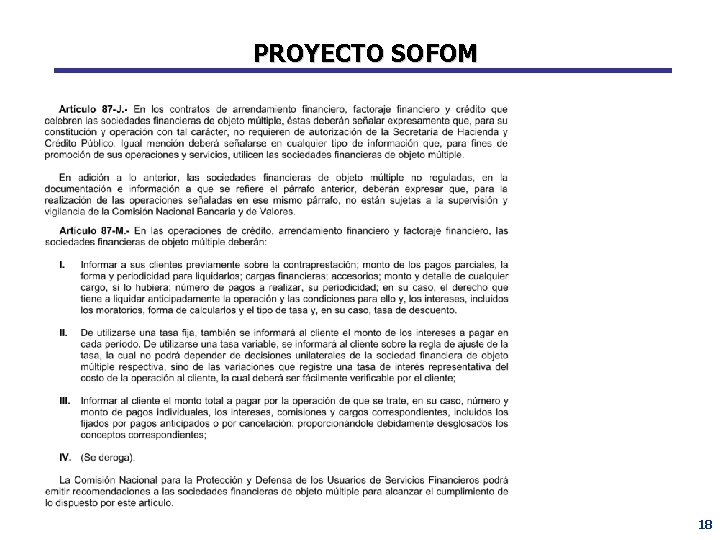 PROYECTO SOFOM 18 