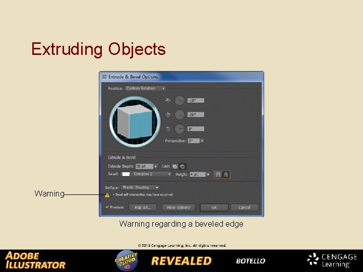 Extruding Objects Warning regarding a beveled edge 