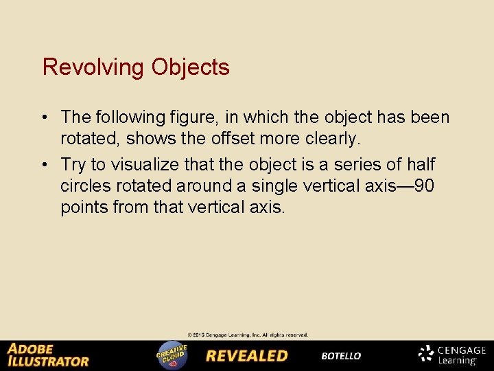 Revolving Objects • The following figure, in which the object has been rotated, shows