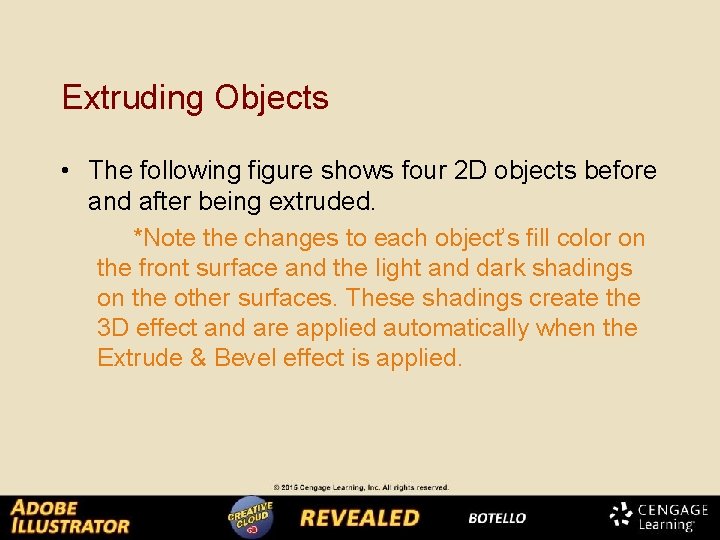 Extruding Objects • The following figure shows four 2 D objects before and after