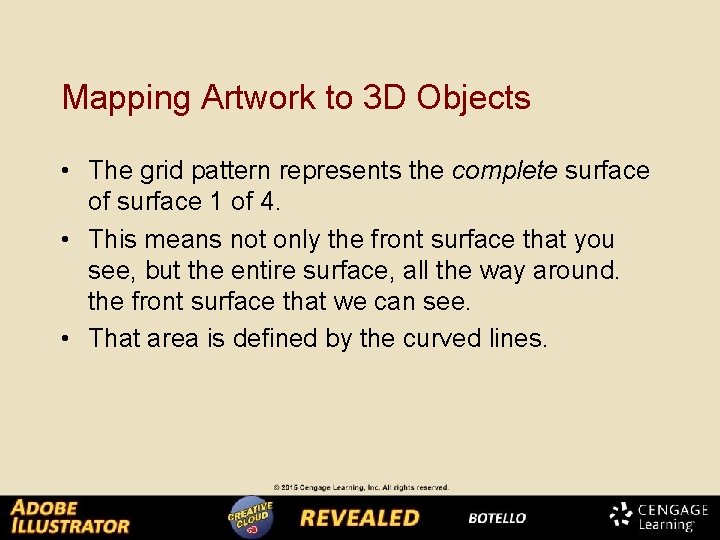Mapping Artwork to 3 D Objects • The grid pattern represents the complete surface