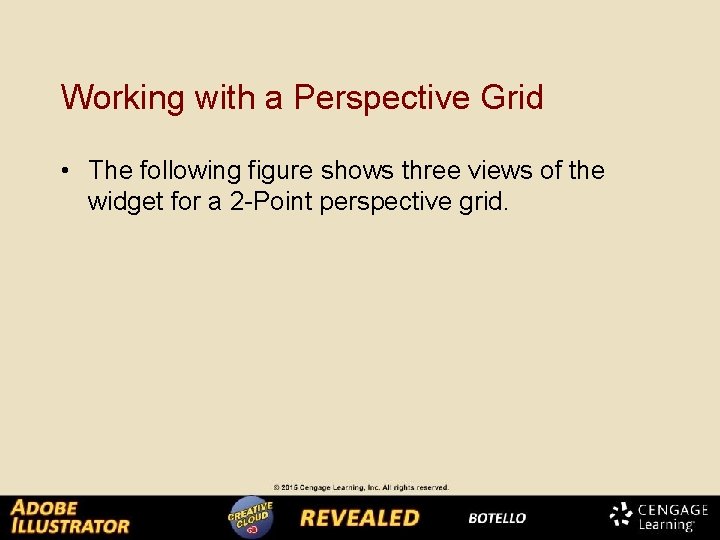 Working with a Perspective Grid • The following figure shows three views of the