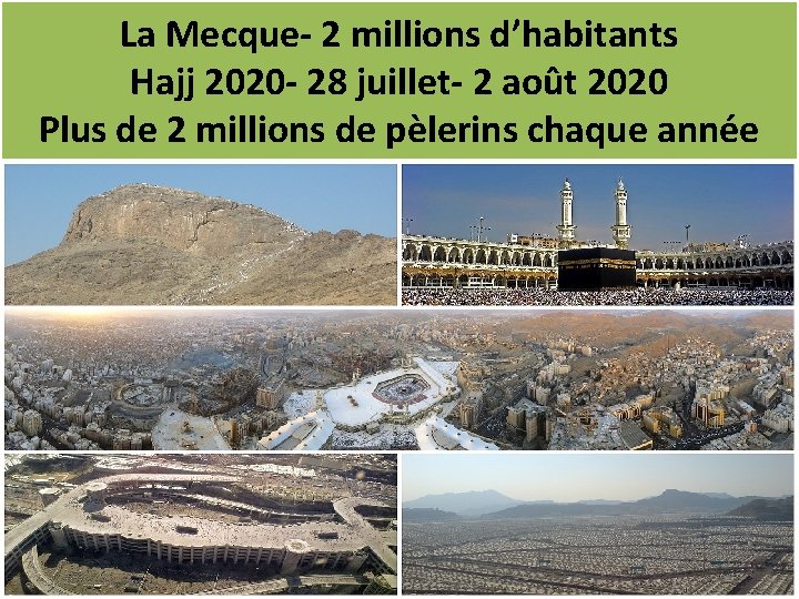 La Mecque- 2 millions d’habitants Hajj 2020 - 28 juillet- 2 août 2020 Plus