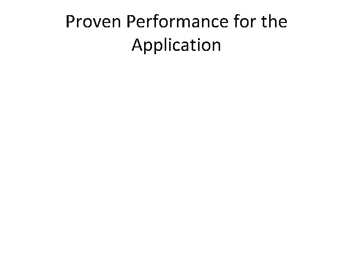 Proven Performance for the Application 