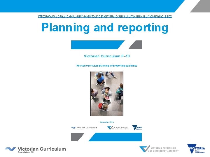 http: //www. vcaa. vic. edu. au/Pages/foundation 10/viccurriculum/curriculumplanning. aspx Planning and reporting 