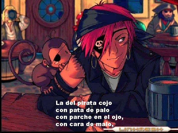 La del pirata cojo con pata de palo con parche en el ojo, con