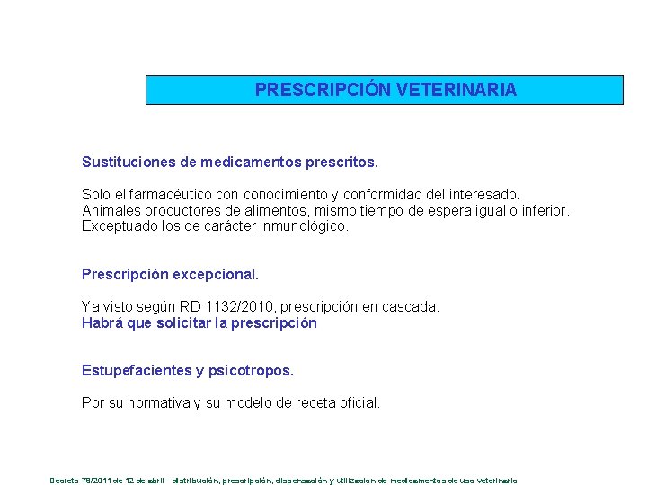 PRESCRIPCIÓN VETERINARIA Sustituciones de medicamentos prescritos. Solo el farmacéutico conocimiento y conformidad del interesado.