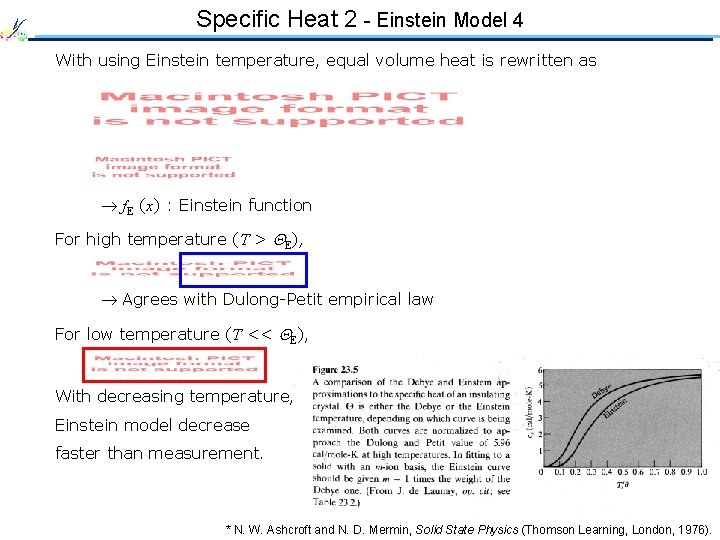 Specific Heat 2 - Einstein Model 4 With using Einstein temperature, equal volume heat