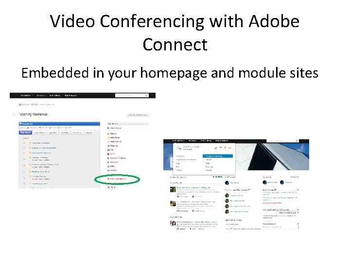 Video Conferencing with Adobe Connect Embedded in your homepage and module sites 