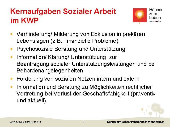 Kernaufgaben Sozialer Arbeit im KWP § Verhinderung/ Milderung von Exklusion in prekären Lebenslagen (z.