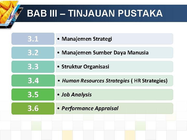 BAB III – TINJAUAN PUSTAKA 3. 1 • Manajemen Strategi 3. 2 • Manajemen