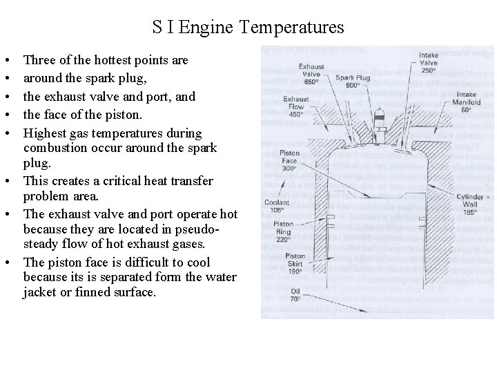 S I Engine Temperatures • • • Three of the hottest points are around