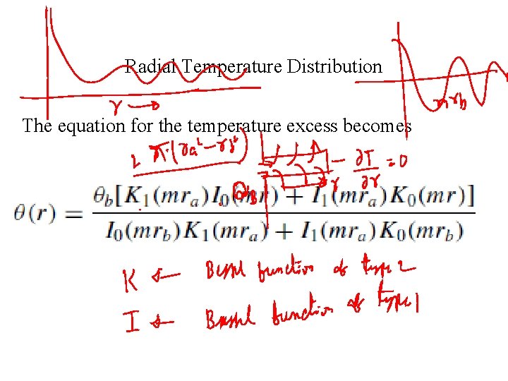 Radial Temperature Distribution The equation for the temperature excess becomes 