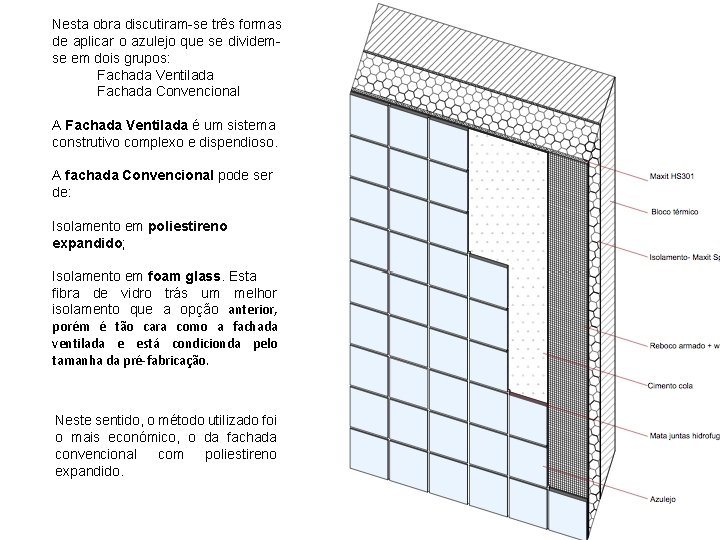 Nesta obra discutiram-se três formas de aplicar o azulejo que se dividemse em dois