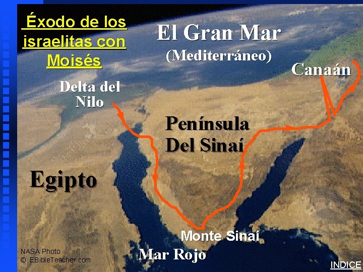 Éxodo de los israelitas con Moisés El Gran Mar (Mediterráneo) Delta del Nilo Route