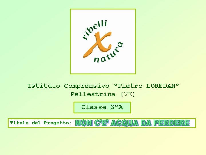 Istituto Comprensivo “Pietro LOREDAN” Pellestrina (VE) Classe 3°A Titolo del Progetto: 