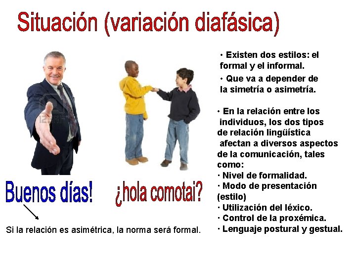  • Existen dos estilos: el formal y el informal. • Que va a