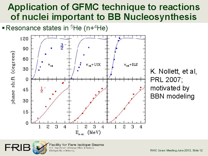 Application of GFMC technique to reactions of nuclei important to BB Nucleosynthesis § Resonance