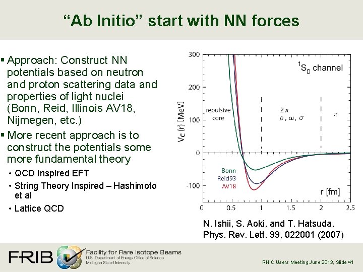 “Ab Initio” start with NN forces § Approach: Construct NN potentials based on neutron