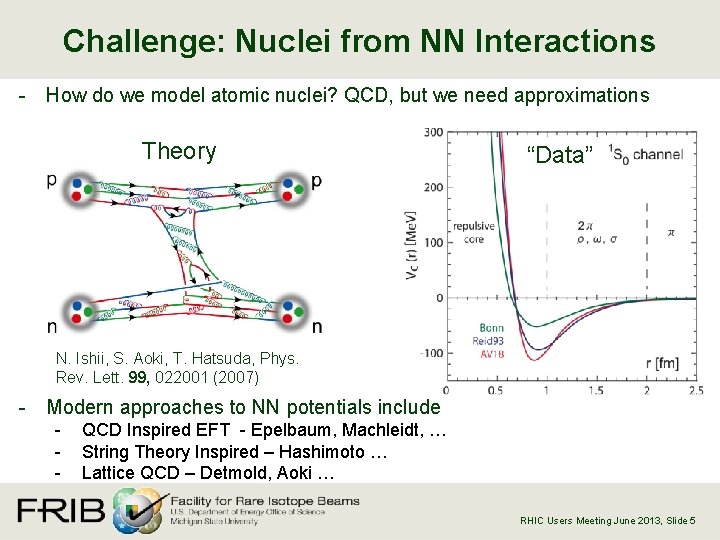 Challenge: Nuclei from NN Interactions - How do we model atomic nuclei? QCD, but