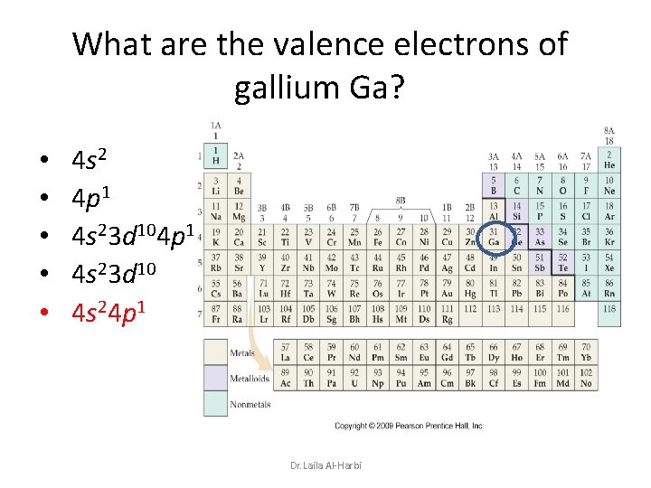 What are the valence electrons of gallium Ga? • • • 4 s 2