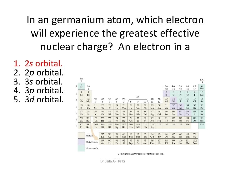 In an germanium atom, which electron will experience the greatest effective nuclear charge? An