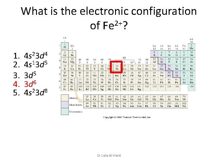 What is the electronic configuration of Fe 2+? 1. 2. 3. 4. 5. 4