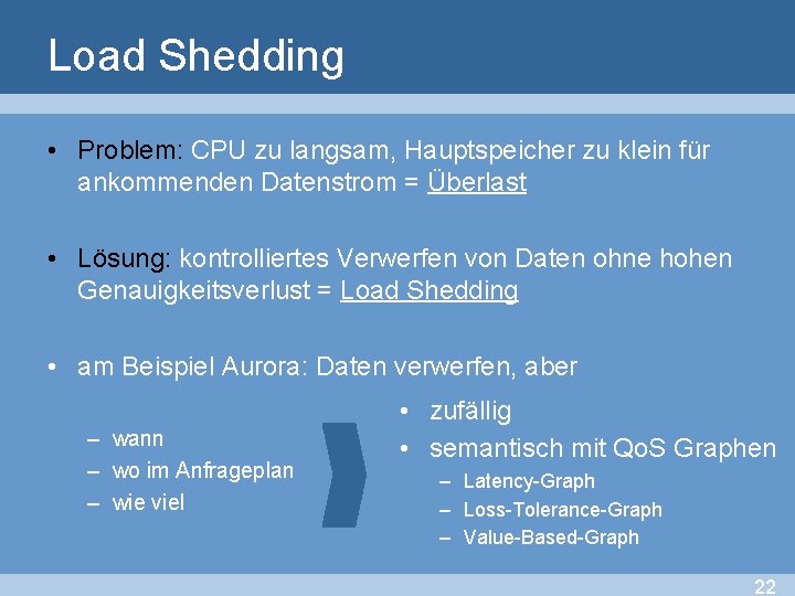 Load Shedding • Problem: CPU zu langsam, Hauptspeicher zu klein für ankommenden Datenstrom =