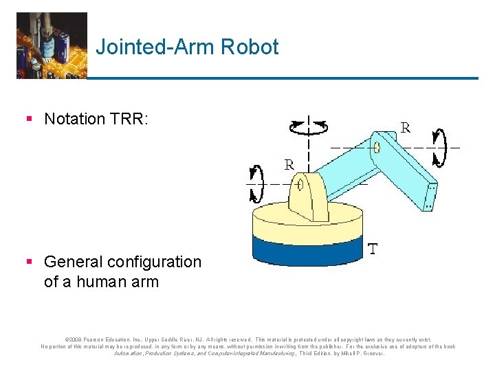 Jointed-Arm Robot § Notation TRR: § General configuration of a human arm © 2008