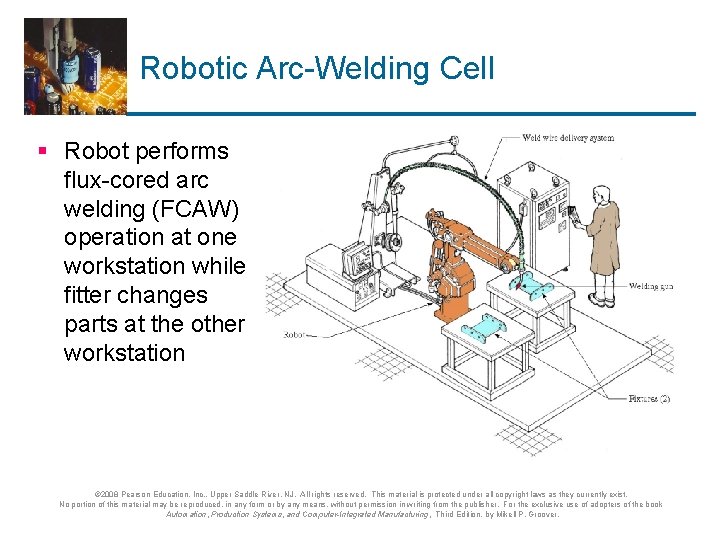Robotic Arc-Welding Cell § Robot performs flux-cored arc welding (FCAW) operation at one workstation Robotic Arc-Welding Cell § Robot performs flux-cored arc welding (FCAW) operation at one workstation
