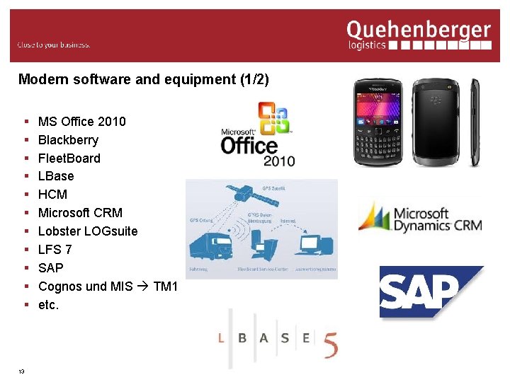 Modern software and equipment (1/2) § § § 13 MS Office 2010 Blackberry Fleet.