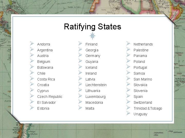 Ratifying States Ø Ø Ø Andorra Argentina Austria Belgium Botswana Chile Costa Rica Croatia