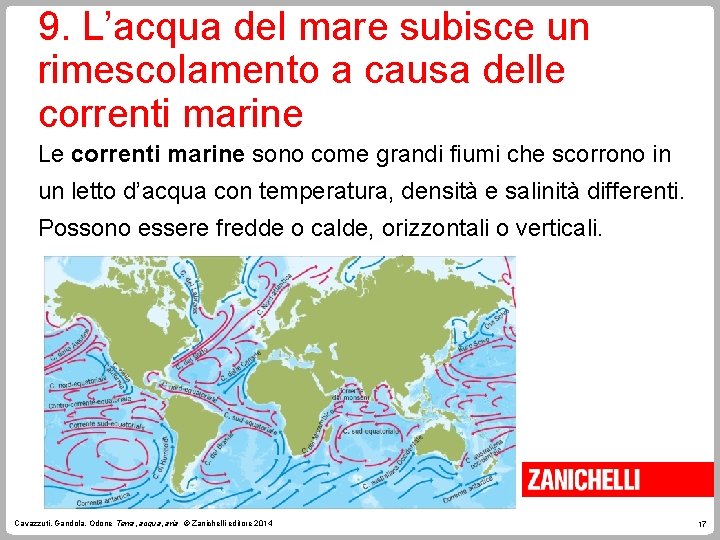 9. L’acqua del mare subisce un rimescolamento a causa delle correnti marine Le correnti