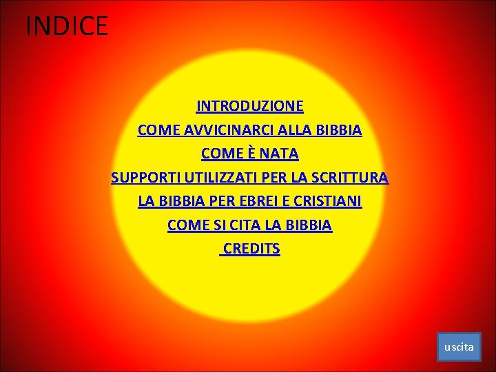 INDICE INTRODUZIONE COME AVVICINARCI ALLA BIBBIA COME È NATA SUPPORTI UTILIZZATI PER LA SCRITTURA