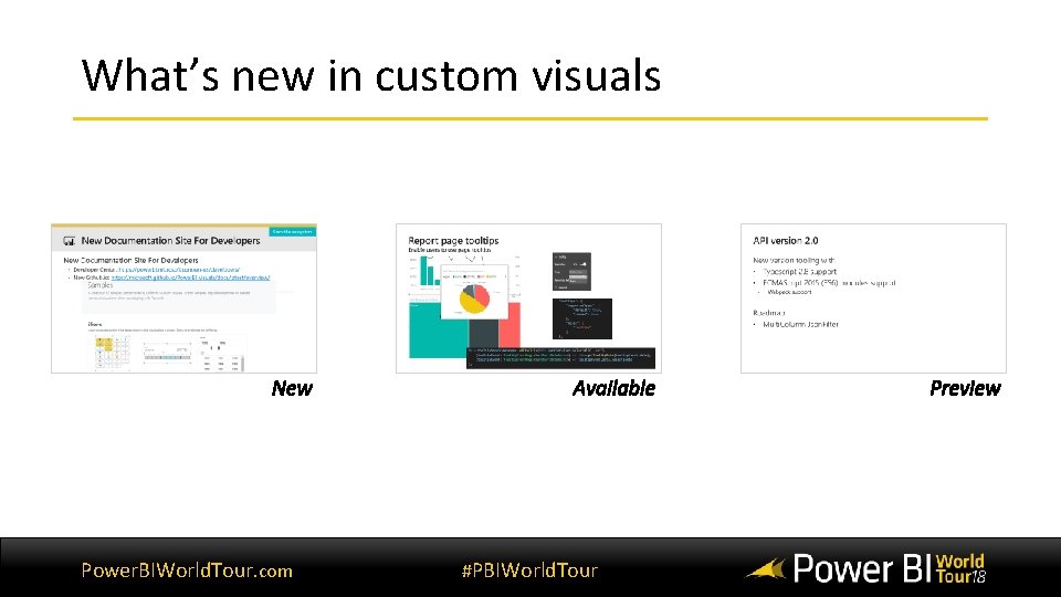 What’s new in custom visuals Power. BIWorld. Tour. com #PBIWorld. Tour 