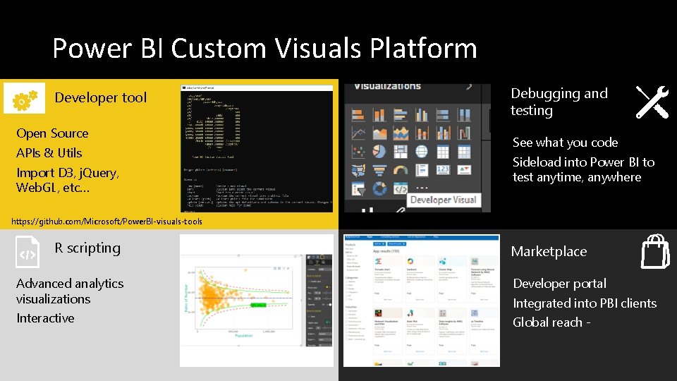 Power BI Custom Visuals Platform Debugging and testing Developer tool Open Source See what