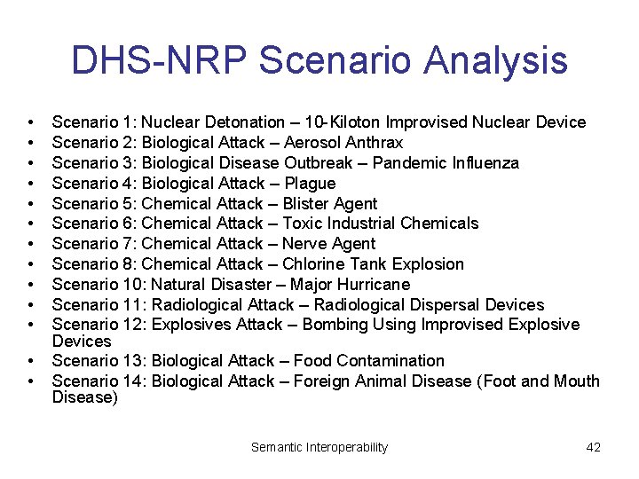 DHS-NRP Scenario Analysis • • • • Scenario 1: Nuclear Detonation – 10 -Kiloton