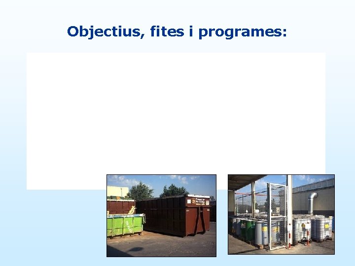 Objectius, fites i programes: 