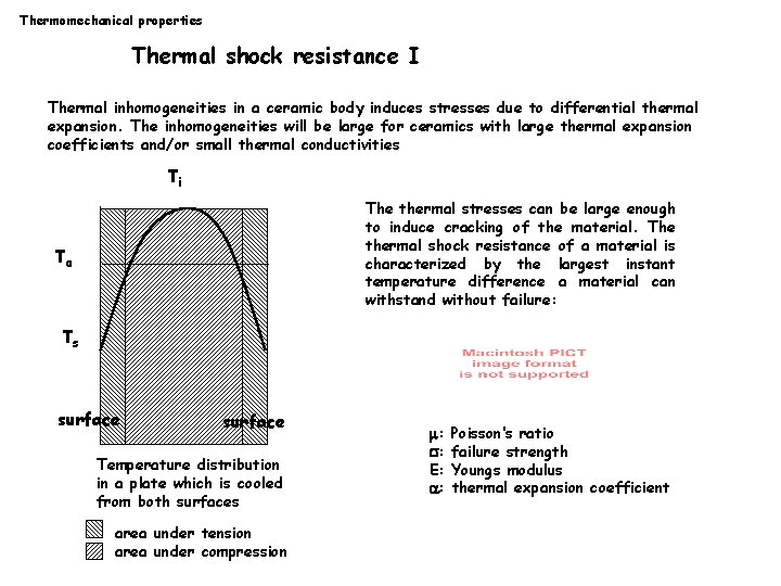 Thermomechanical properties Thermal shock resistance I Thermal inhomogeneities in a ceramic body induces stresses