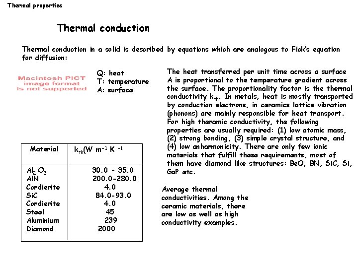 Thermal properties Thermal conduction in a solid is described by equations which are analogous