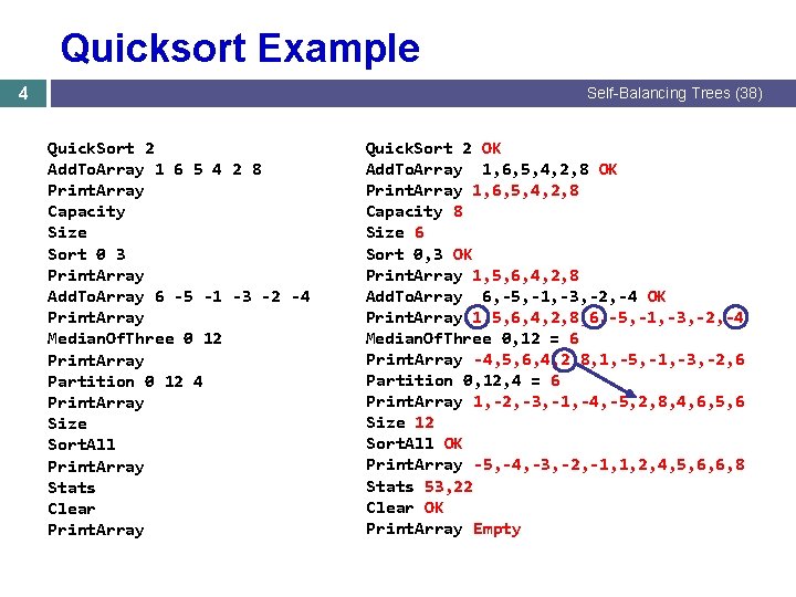 Quicksort Example 4 Self-Balancing Trees (38) Quick. Sort 2 Add. To. Array 1 6