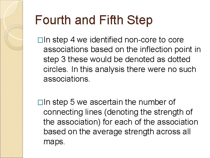 Fourth and Fifth Step �In step 4 we identified non-core to core associations based